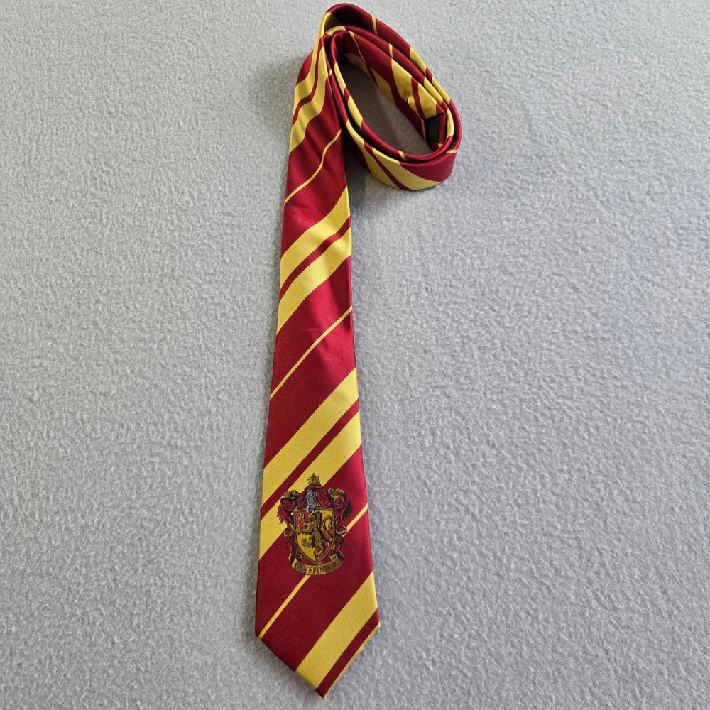Harry Potter Necktie Unisex OS Red Gold Gryffindor House Crest Striped Tie